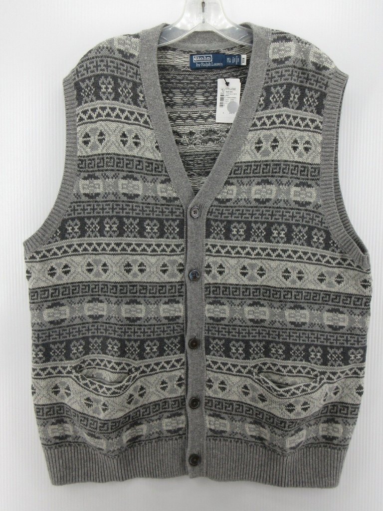 Polo Ralph Lauren Sweater Xxl Cashmere Linen Vest Cardigan Fair Isle